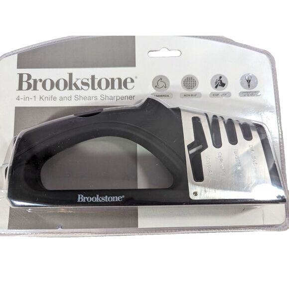 Brookstone Knife Shears Sharpener 4-in-1 Universal Non-Slip Stainless Steel Gift - Picture 3 of 3